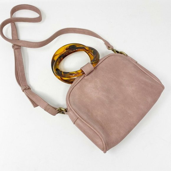ANTHROPOLOGIE blush pink lucite handle VEGAN bag - Picture 3 of 9